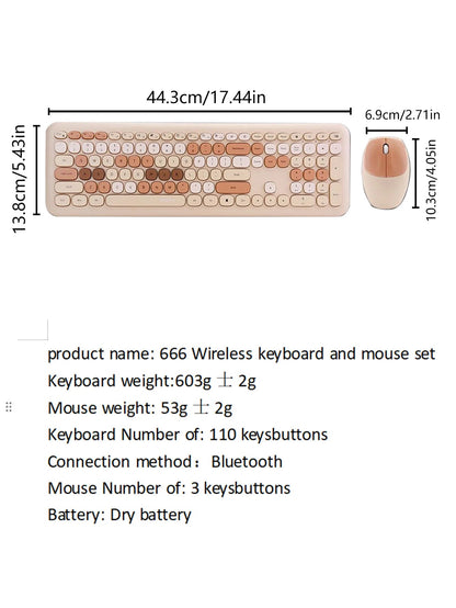 110-key color wireless keyboard and mouse set, with noise-reducing silent keys, suitable for laptops and desktop computers Techelectronicx