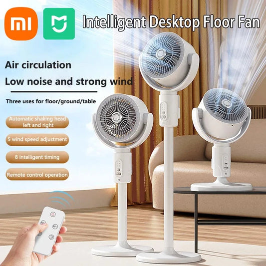 Xiaomi Desktop Floor To Fan With Remote Control Retractable Intelligent Silent Electric Fan Home Office Air Circulation Fan New Techelectronicx