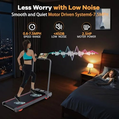 Walking Pad with Handle Bar 3 in 1 Under Desk Treadmill with Hiking Mode 2.5HP Low Noise Walking Treadmill Pad with Remote Cont TechElect