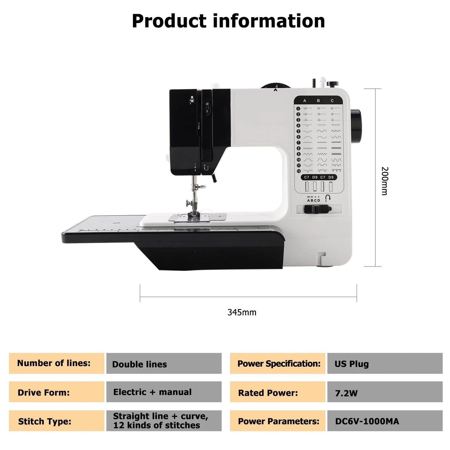 12 Stitches Mini Electric Sewing Machine with Sewing Table and 113PCS Sewing Kit Multifunctional base design TechElect