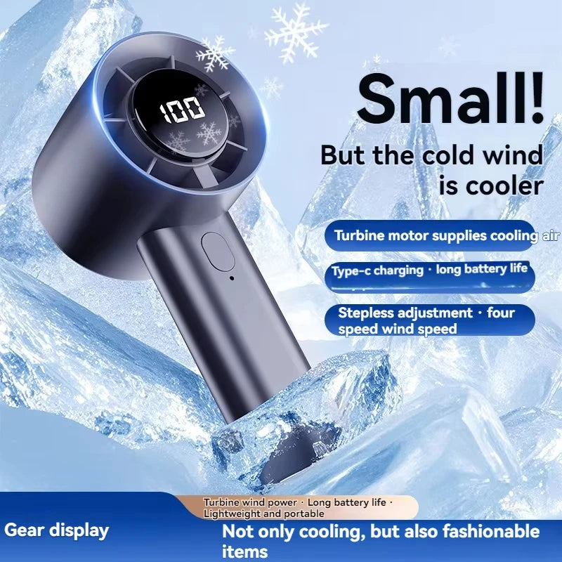 Xiaomi Portable Ice Cooling Mini Handheld Fan 100 Speeds Powerful Fan High-speed USB Rechargeable Cooler with Phone Stand 2025 Techelectronicx