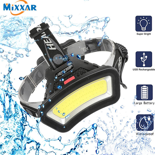 Z20 Long Lighting Distance 8000LM USB rechargeable LED Headlight Wide Angle COB Head Lantern Light Use 18650 Outdoor Hiking Techelectronicx