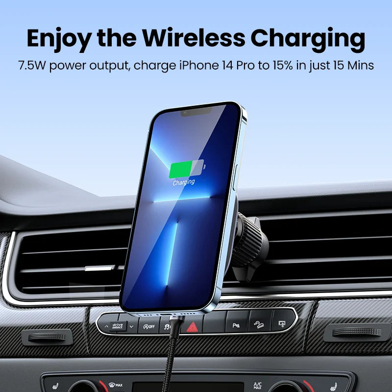 【Ship from Saudi Arabia】UGREEN Magnetic Car Phone Holder Stand 7.5W Wireless Charger For iPhone 16 15 14 13 12 Pro Max Charging - TechElect