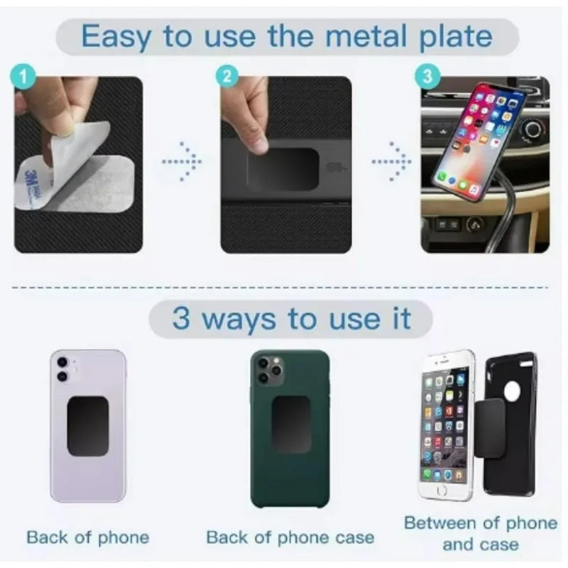 1/2/5/10pcs Magnetic Metal Plate Disk Car Phone Holder Stickers Magnetic Patch Sticker for Tablet Mobile Phone Car Stand Mount Techelectronicx
