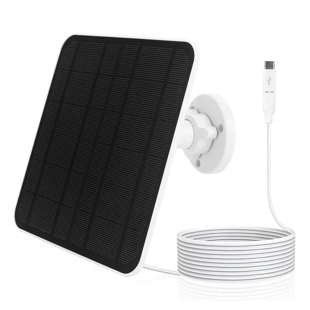 10W 5V Solar Panel Micro USB & USB-C Port Solar Charging Panel 9.8 Ft Charging Cable for Security Camera for Eufycam 3C/2C/2 Pro TechElect