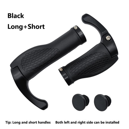 1 Pair Bicycle Handlebar Grip Long and Short Ergonomic Anti Skid Lock on Handle Cover with Bar Ends Grips MTB Bike Accessories TechElect