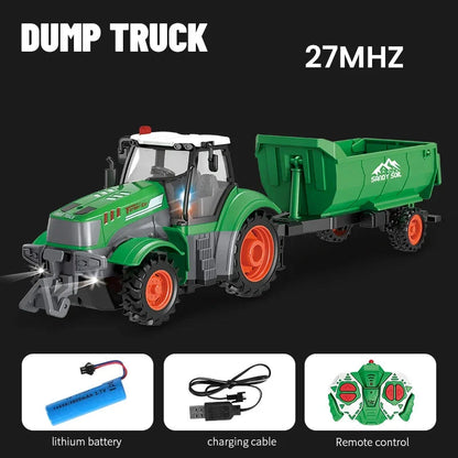 1/24 4Ch Rc Car with Light Remote Control Farmer Vehicle Simulated Electric Model Toys Engineering Vehicle Children Boys Gift Techelectronicx