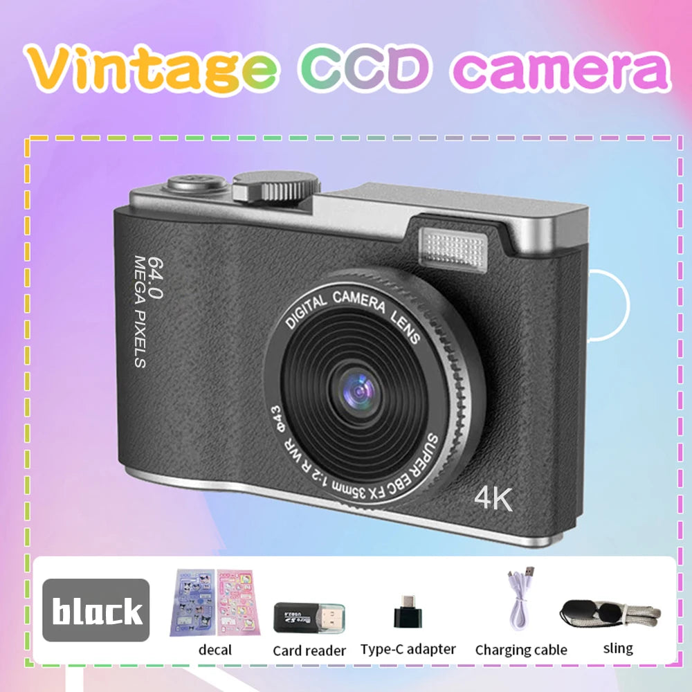 64MP HD 1080P Digital Camera for Student Beginners 2.4' screen with 16xzoom Front and Rear Dual Camera Camera for Kid Adult Gift - TechElect