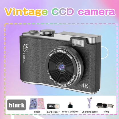 64MP HD 1080P Digital Camera for Student Beginners 2.4' screen with 16xzoom Front and Rear Dual Camera Camera for Kid Adult Gift - TechElect