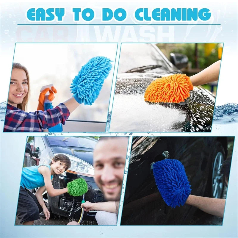 1/3/5pcs Microfiber Car Wash Gloves Auto Gloves Ultra Absorbent Wash Car Sponge Scratch Free Microfiber Car Cleaning Tool Techelectronicx