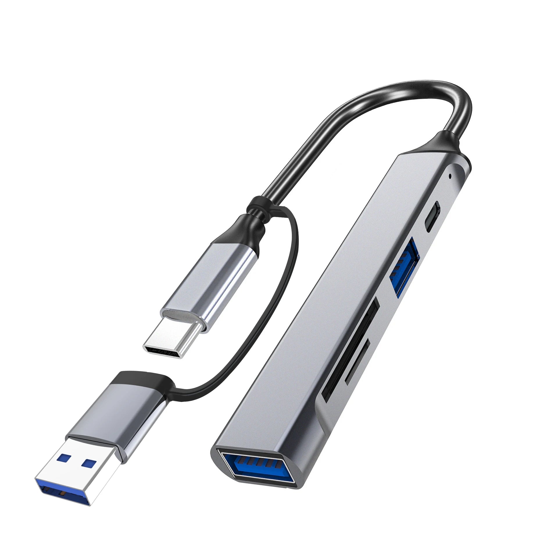 [5-in-1 USB Hub] 5-in-1 Hub with USB Converter | Supports OTG + Phone, Computer, Laptop, USB Flash Drive, SD Card Data Transfer Techelectronicx