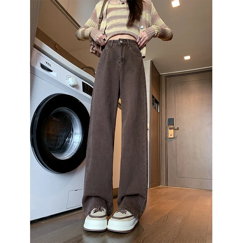 ZOENOVA Women's Streetwear Casual Baggy Jeans Korean Version Spring Fashion High Waist Wide Leg Pants Lady Work Denim Trousers Techtronicx
