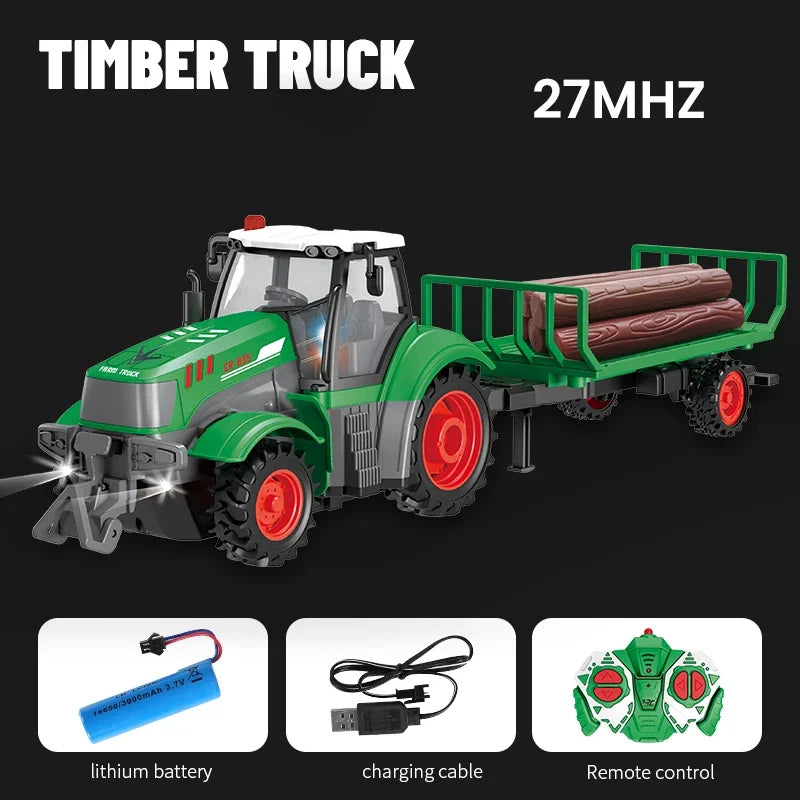 1/24 4Ch Rc Car with Light Remote Control Farmer Vehicle Simulated Electric Model Toys Engineering Vehicle Children Boys Gift Techelectronicx