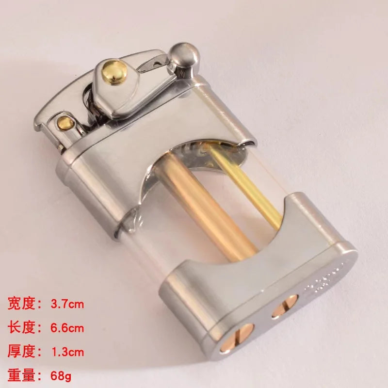 ZORRO Creative Rocker Kerosene Lighter Metal Visible Transparent Oil Bin Old Style Grinding Wheel Smoking Accessories Gadgets Techelectronicx