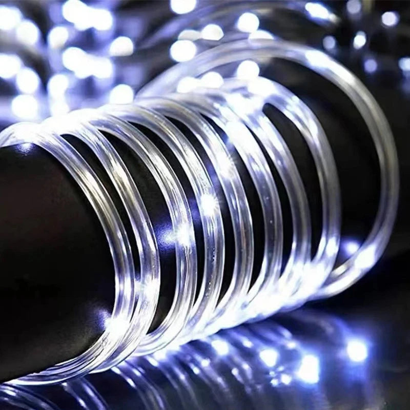 100/50/20Leds Solar Hose Rope String Lights Flexible Tube Fairy Led Lights Outdoor Villa Garden Christmas Halloween Home Decor Techelectronicx