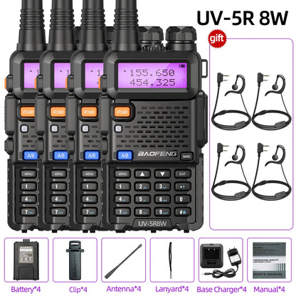 1/2/4 PCS Baofeng UV 5R 8W Walkie Talkie Dual Band VHF UHF Portable FM Amateur 1800mAh UV5R Two way Radio Ham Radio For Climb Techelectronicx