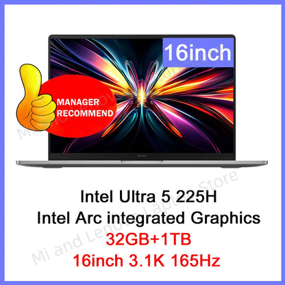 【World Premiere】REDMI Book Pro 16 2025 Ultra5-225H/Ultra7-255H 32GB+1TB 2.5K/3.1K 120Hz/165Hz  Grey Techelectronicx