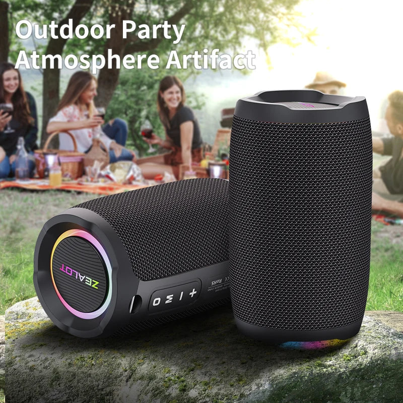 ZEALOT-S49 Portable bluetooth speaker 360°Stereo Sound 20W IPX6 waterproof wireless bluetooth   5.0 Excellent Bass Performace Techelectronicx