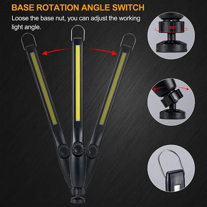 1-10pcs COB LED Flashlight Magnetic Work Light USB Rechargeable Torch Portable Lantern Inspection Light Camping Car Repair Lamp Techelectronicx