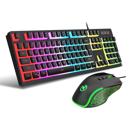 104 Keys RGB Backlit Game Keyboard Mouse Combos RGB Pudding Keyboard Cool Glowing Gaming Mouse for Home Office Gamer Techelectronicx