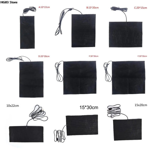 100% brand new 1/4PCS USB 5V Carbon Fiber Heating Pad Hand Warmer USB Heating Film Electric Winter Infrared Fever Heat Mat TechElect