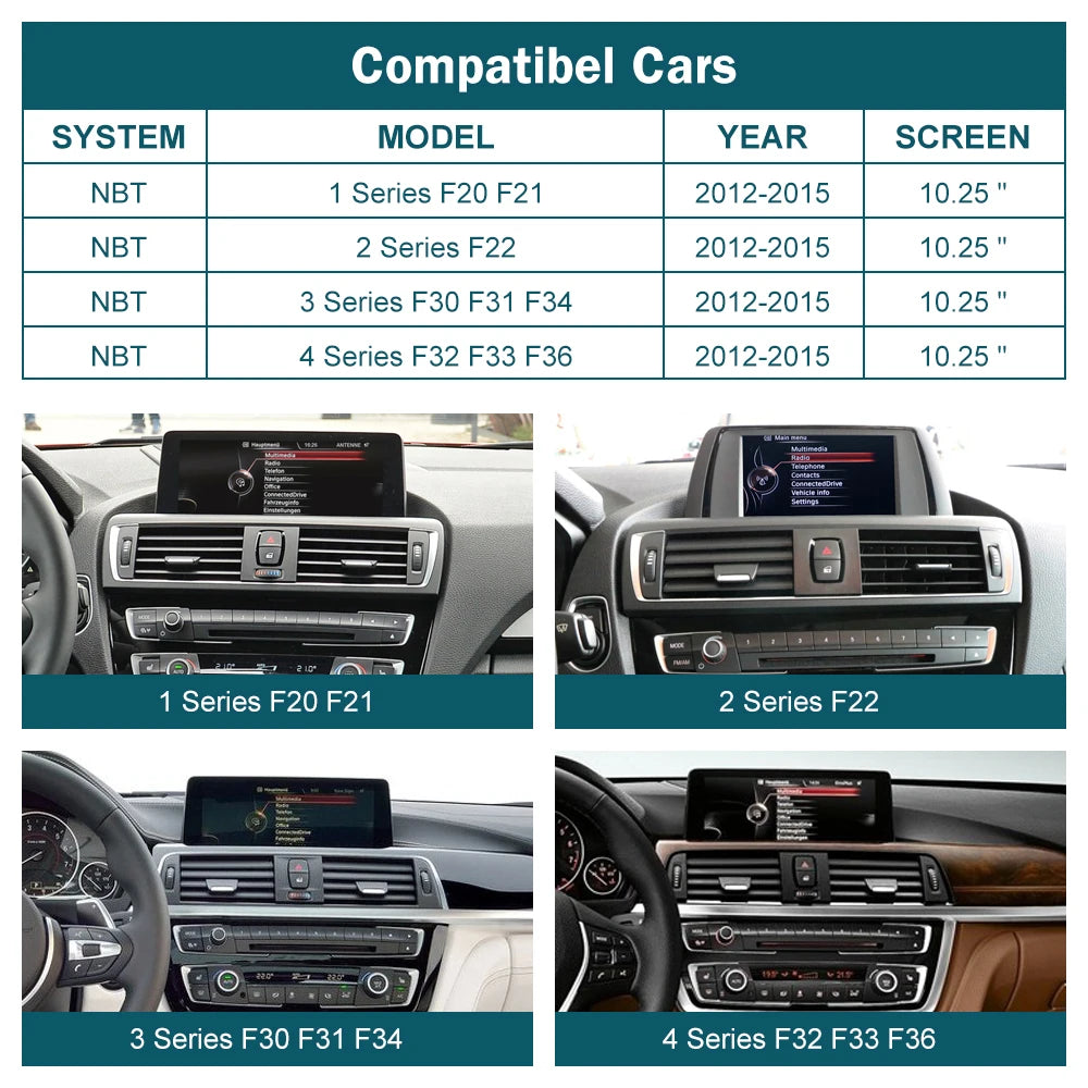 10.25'12.3' Wireless CarPlay Android Auto Multimedia Display Screen For BMW 1 2 3 4 Series F20 F21 F22 F30 F31 F32 F33 Techelectronicx