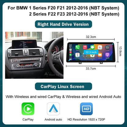 10.25'12.3' Wireless CarPlay Android Auto Multimedia Display Screen For BMW 1 2 3 4 Series F20 F21 F22 F30 F31 F32 F33 Techelectronicx