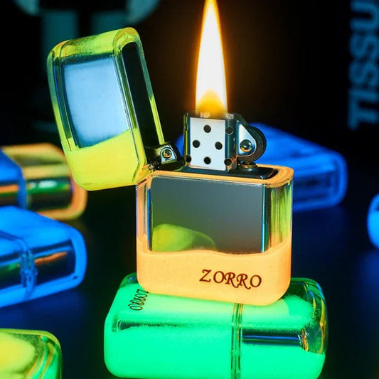 ZORRO Luminous Quicksand Windproof Kerosene Lighter Classic Grinding Wheel Ignite Brilliant Colors Lighters Gadgets Men's Gift Techelectronicx