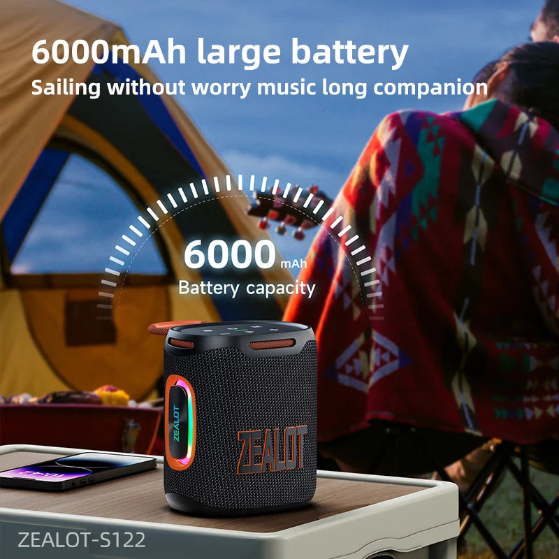 Zealot-S122 Bluetooth Speaker BT5.3 Wireless IPX6 Waterproof Shower Speaker,25W HiFi Stereo Sound,TWS Pairing,20H Music Playtime Techelectronicx