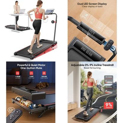 Compact 4-in-1 Folding Treadmill with Adjustable Incline, 2.5HP Motor, Dual Display, and Mute Control for Under Desk Use TechElect