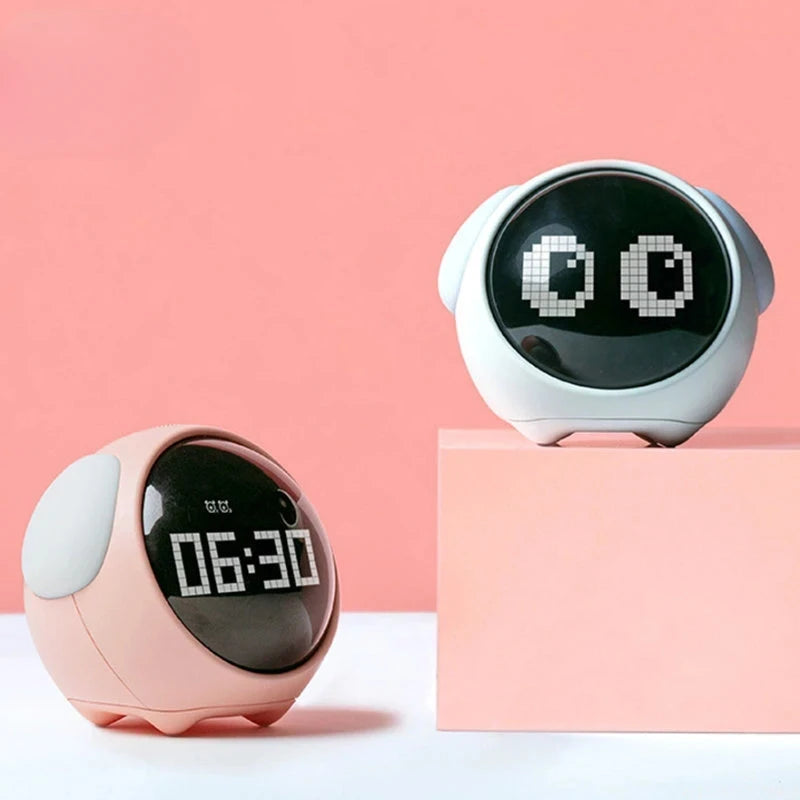 Xiaomi Cute Expression Alarm Clock Snooze Child Kids Digital Alarm Clocks Voice Control Intelligence LED Night Light for Bedroom Techelectronicx