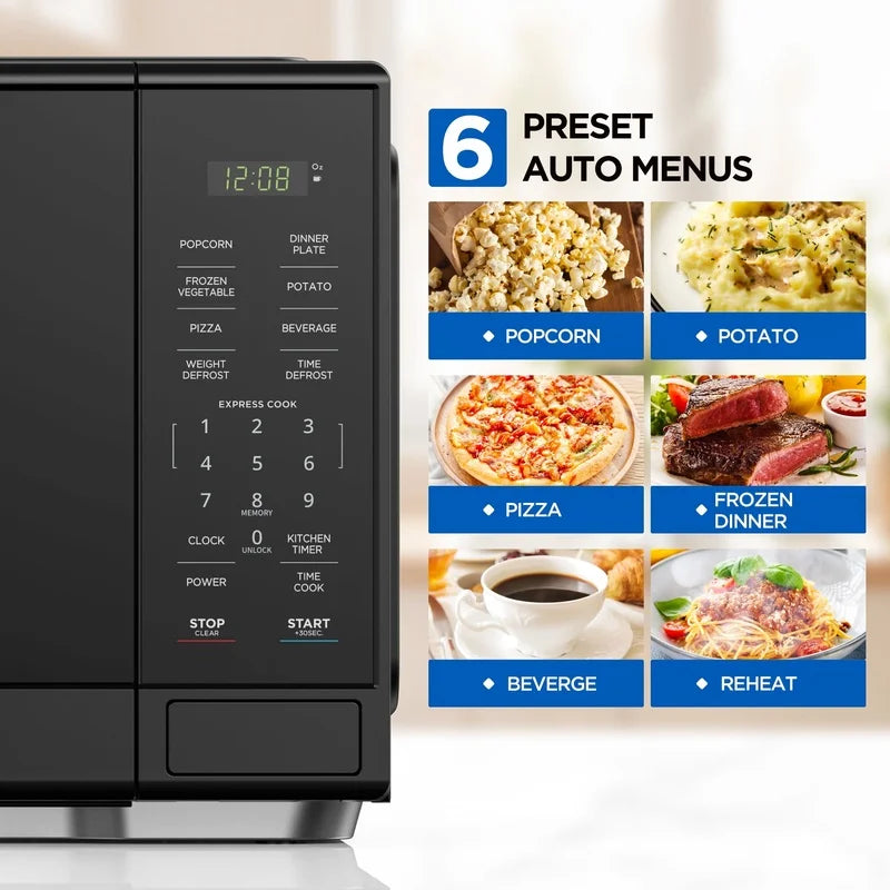 1000W Countertop Microwave Oven 1.1 Cu Ft with 10 Power Levels One Touch Cooking Safety Lock Express Cook Defrost LED Display Techelectronicx