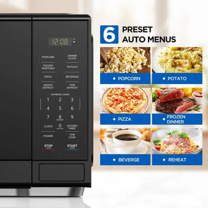 1000W Countertop Microwave Oven 1.1 Cu Ft with 10 Power Levels One Touch Cooking Safety Lock Express Cook Defrost LED Display Techelectronicx