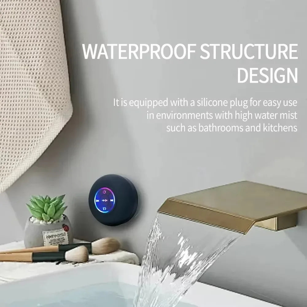 XIKCU Bathroom Waterproof Wireless LED Bluetooth Speaker Large Suction Cup Mini Portable Speaker Outdoor Sports Stereo Speaker Techelectronicx