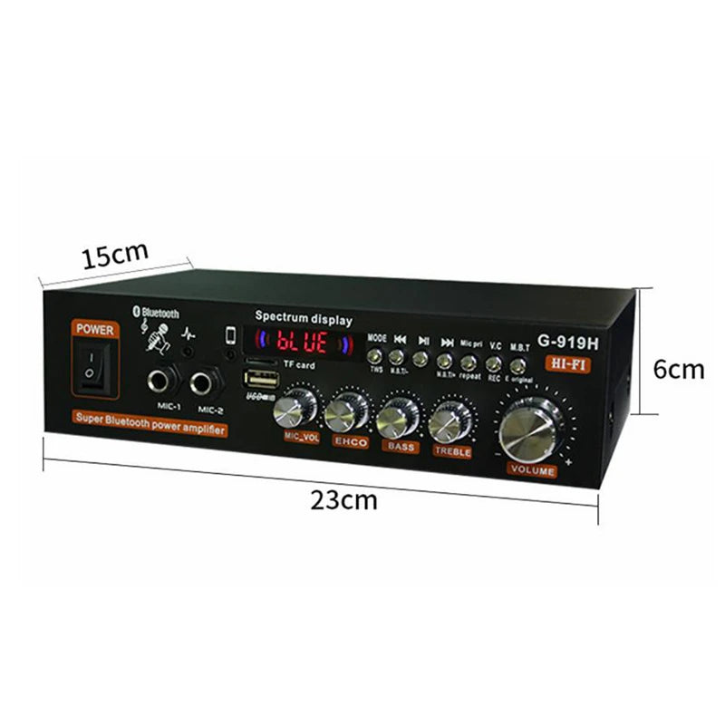 1000W G-919H Home Power Amplifier HIFI Bluetooth 5.0 Audio AMP Audio Amplificador Subwoofer Speakers 220V/110V FM USB Amplifiers Techelectronicx