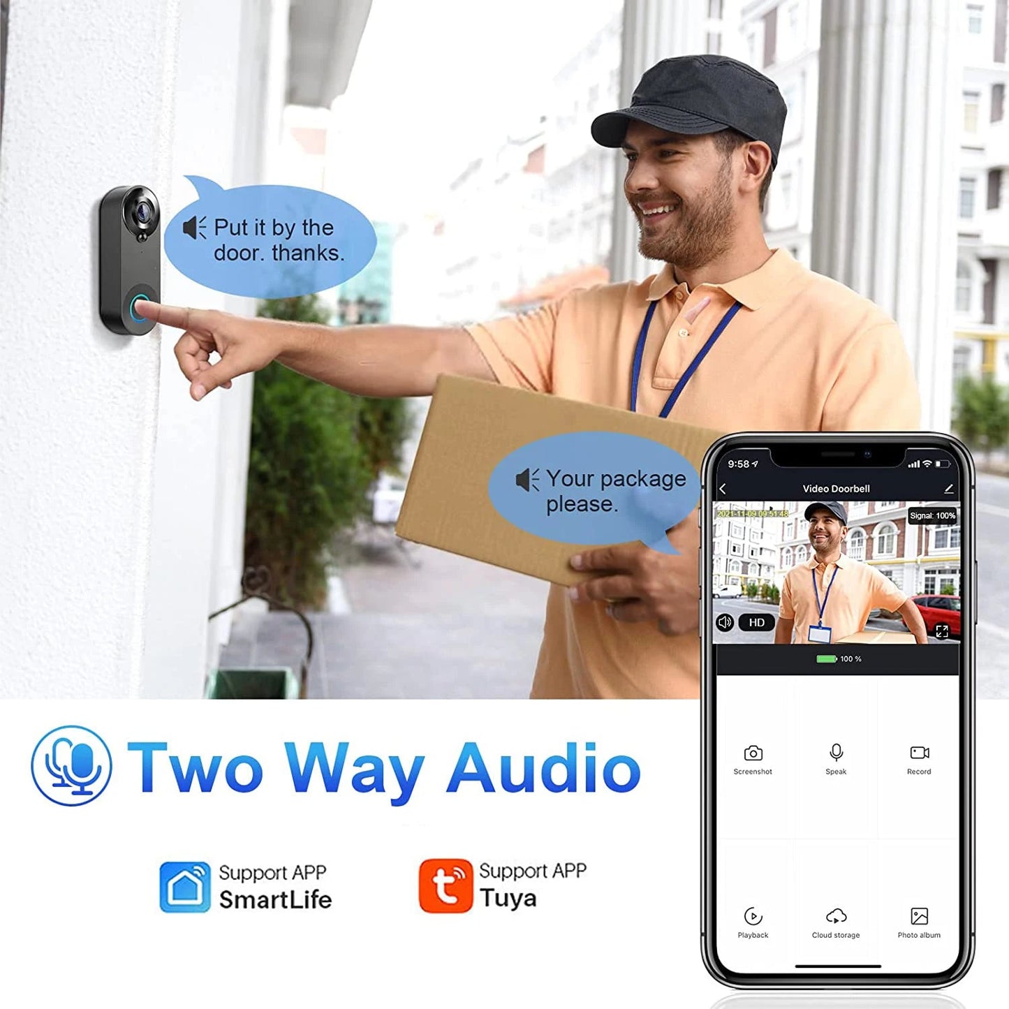 1080P Wireless Video Doorbell Camera WiFi Smart Door Bell Tuya Smart Home Security Motion Detect Night Vision Intercom Doorbell Techelectronicx