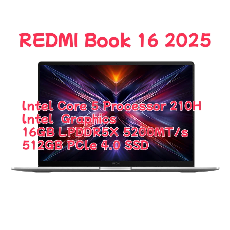 Xiaomi Redmi Book 16 2025 Laptop Intel Core 5 220H/210H Processor 16" Notebook 16G/32G DDR5+ 512G/1T SSD Study Office Ultrabook Techelectronicx