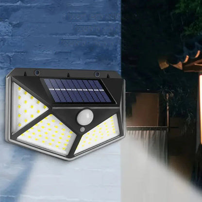 100 LED Wall Lights Outdoor Solar Lamp PIR Motion Sensor Solar Powered Sunlight Street Light for Garden Decoration TechElect
