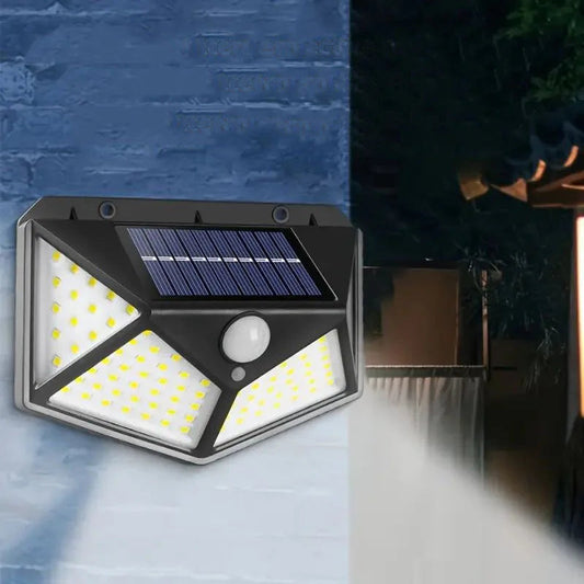 100 LED Wall Lights Outdoor Solar Lamp PIR Motion Sensor Solar Powered Sunlight Street Light for Garden Decoration TechElect
