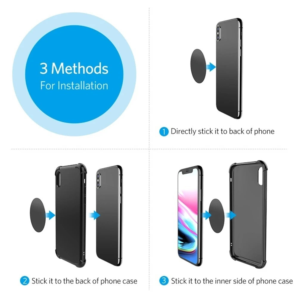 1/3/5PCS Metal Plate for Magnetic Car Phone Holder Self-adhesive Iron Sheet Sticker Magnet Mobile Phone Stand Mount For iPhone Techelectronicx