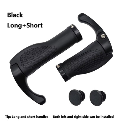 1 Pair Bicycle Handlebar Grip Long and Short Ergonomic Anti Skid Lock on Handle Cover with Bar Ends Grips MTB Bike Accessories TechElect