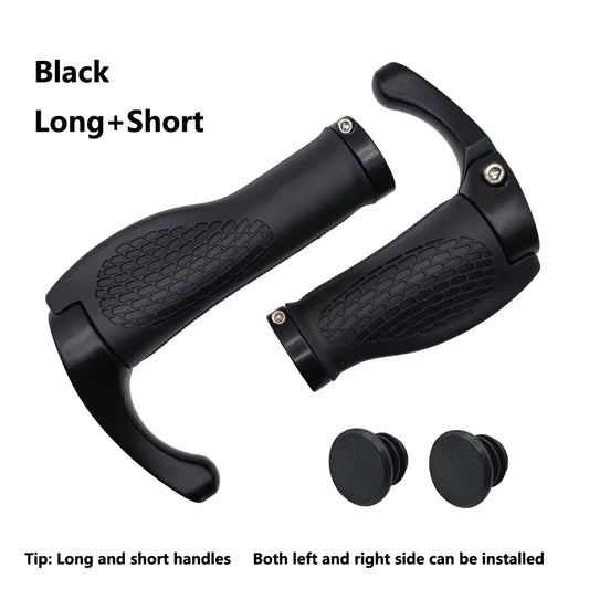 1 Pair Bicycle Handlebar Grip Long and Short Ergonomic Anti Skid Lock on Handle Cover with Bar Ends Grips MTB Bike Accessories TechElect