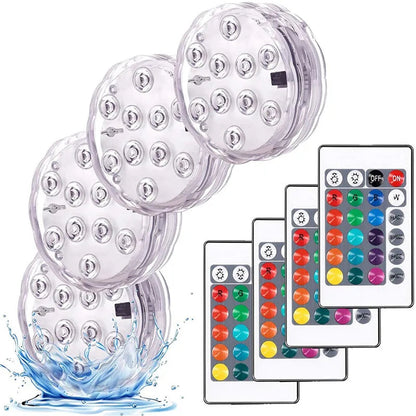 10leds RGB Led Submersible Light Underwater Night Lamp Battery Operated Garden Swimming Pool Light for Wedding Party Vase Bowl Techelectronicx