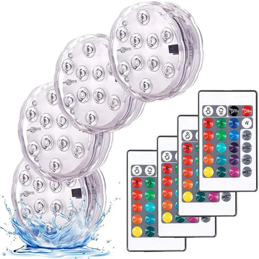 10leds RGB Led Submersible Light Underwater Night Lamp Battery Operated Garden Swimming Pool Light for Wedding Party Vase Bowl Techelectronicx