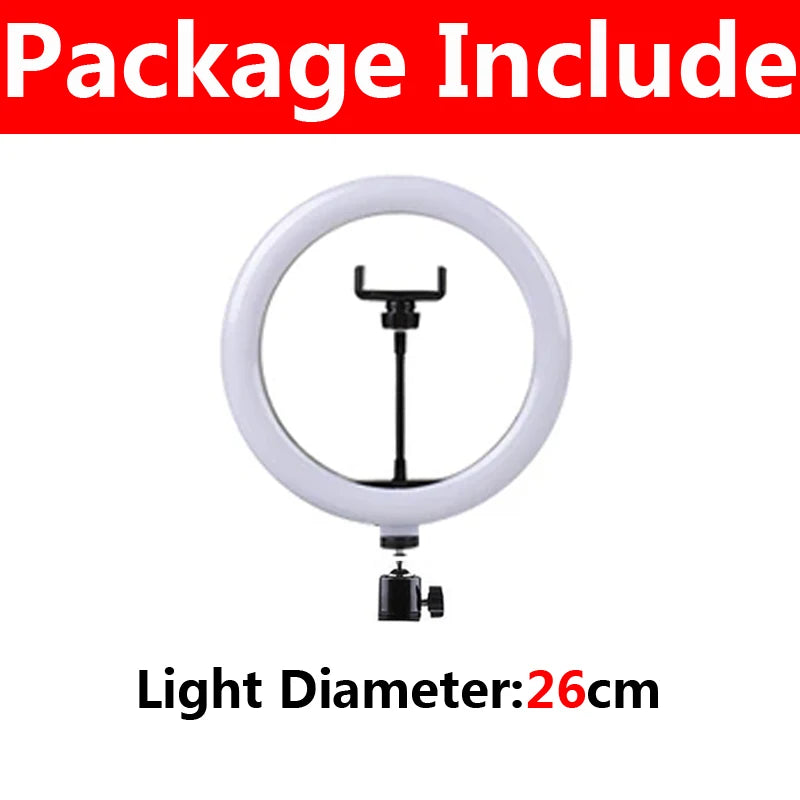 10 Inch LED Ring Light Photographic Selfie Ring Lighting with Phone Holder for Tiktok Youtube Makeup Video Live Studio Ring Lamp Techelectronicx