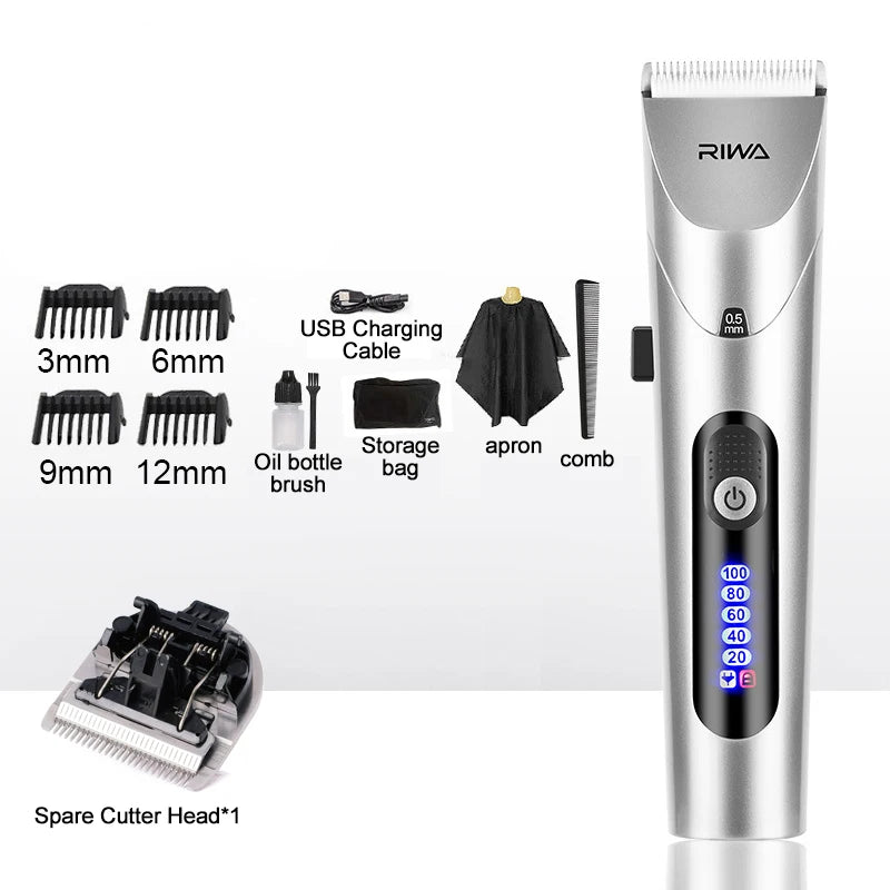 Youpin RIWA Hair Clipper Professional Electric Trimmer For Men With LED Screen Washable Rechargeable Men Strong Power Steel Head Techtronicx