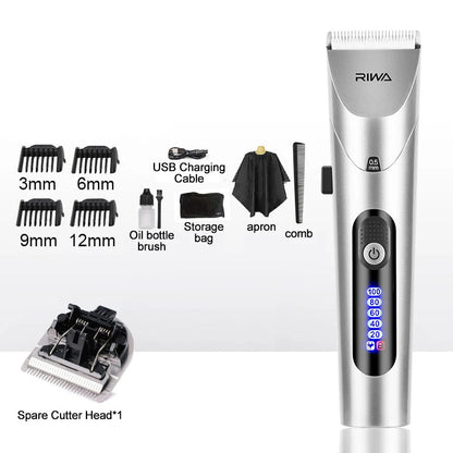 Youpin RIWA Hair Clipper Professional Electric Trimmer For Men With LED Screen Washable Rechargeable Men Strong Power Steel Head Techtronicx