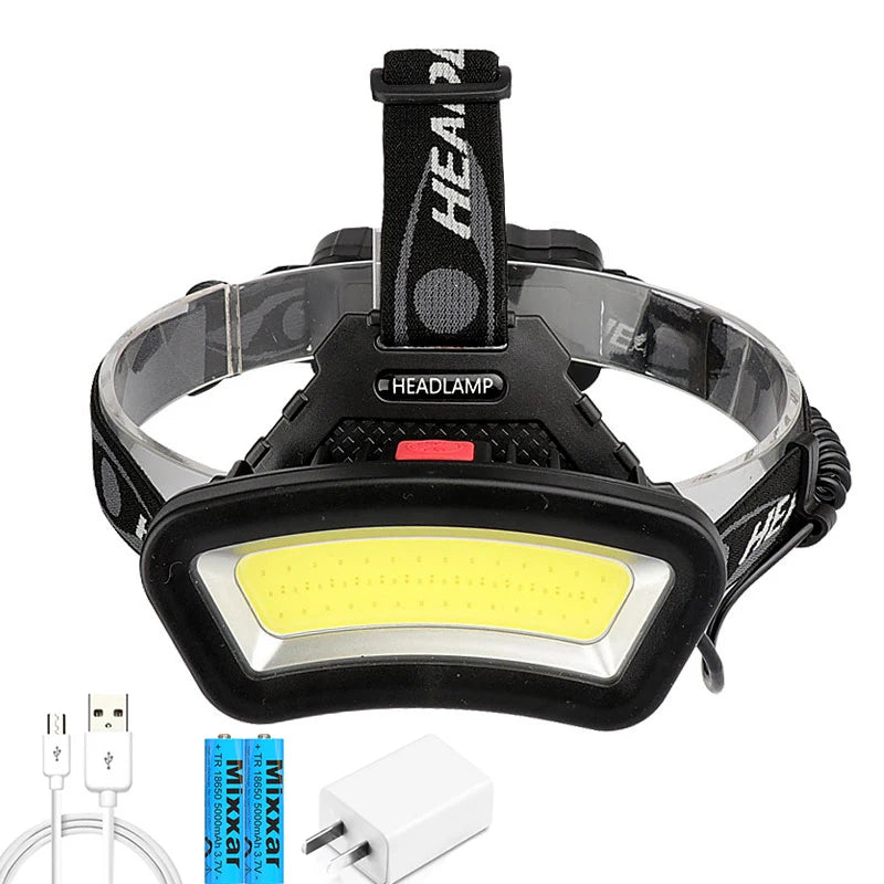 Z20 Long Lighting Distance 8000LM USB rechargeable LED Headlight Wide Angle COB Head Lantern Light Use 18650 Outdoor Hiking Techelectronicx