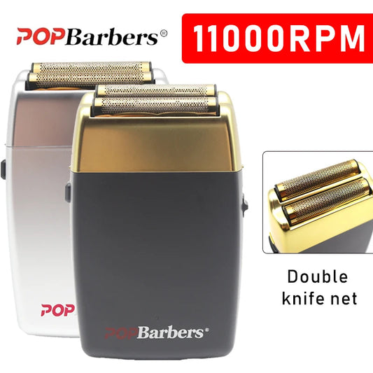 11000 RPM POP Barbers P620 Professional Electric Men's Beard Trimmer Double Foil Shaver Electric Shaver USB Hair Cutting Machine Techelectronicx