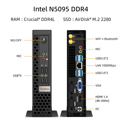 TexHoo Mini PC Gaming Computer Intel Core i5 13500H AMD R7 5800H Processor ITX Windows 11 Pro 10 System Unit DDR4 NVMe WiFi Techelectronicx